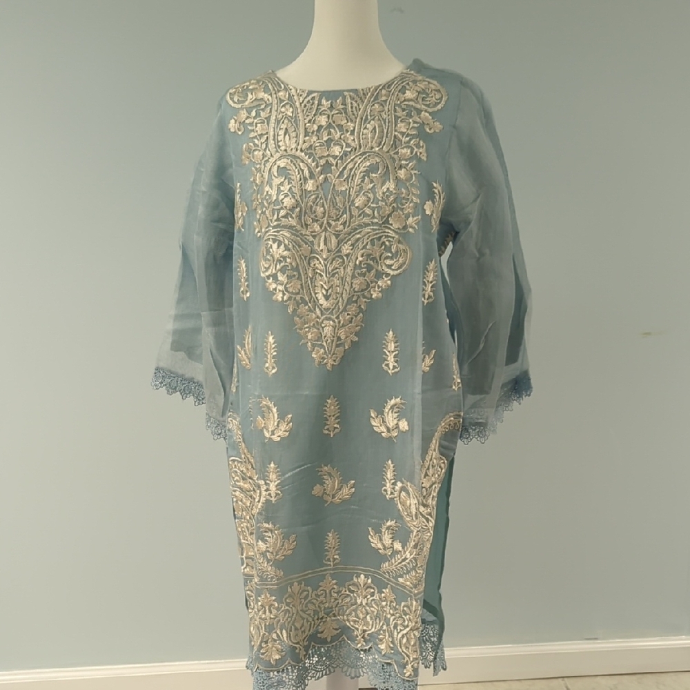 Elegant Blue Kameez with Embroidery